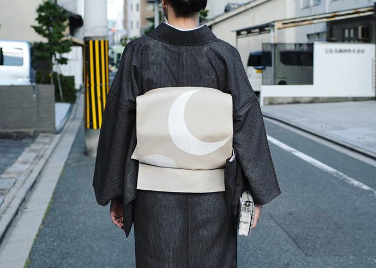 【作楽の袋帯】三日月と満月/上品綟(3シーズン帯)