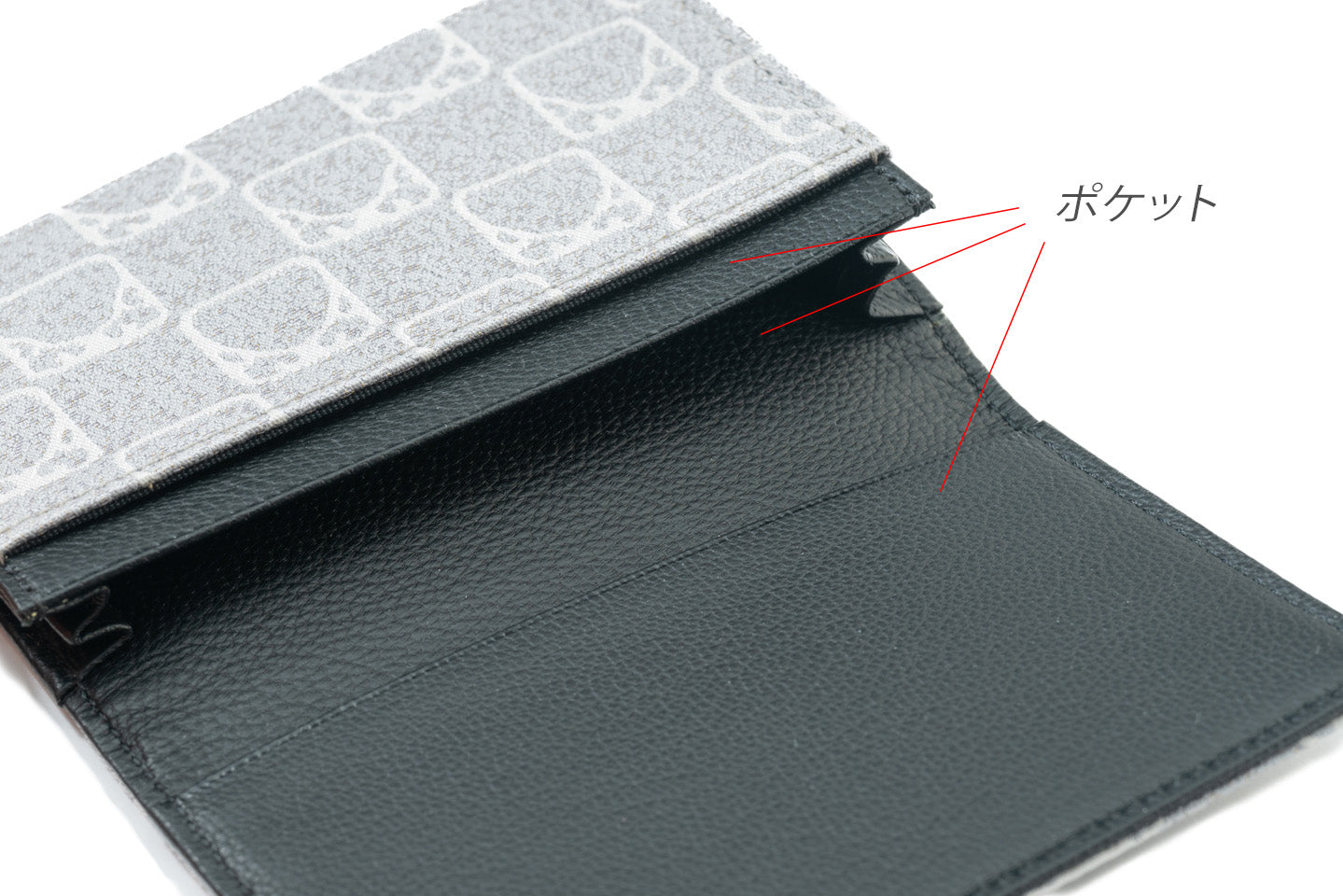 【海路図 市松文様の名刺入れ】二重織/茶ベージュ