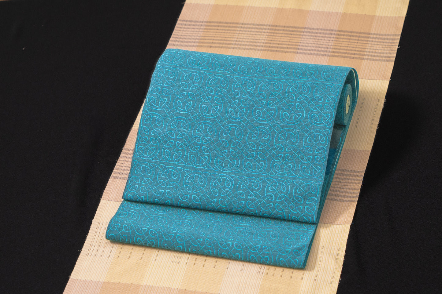 Online限定【CelticCelticの八寸名古屋帯】ケルト文様(藍×となみブルー濃淡)/紹巴紬