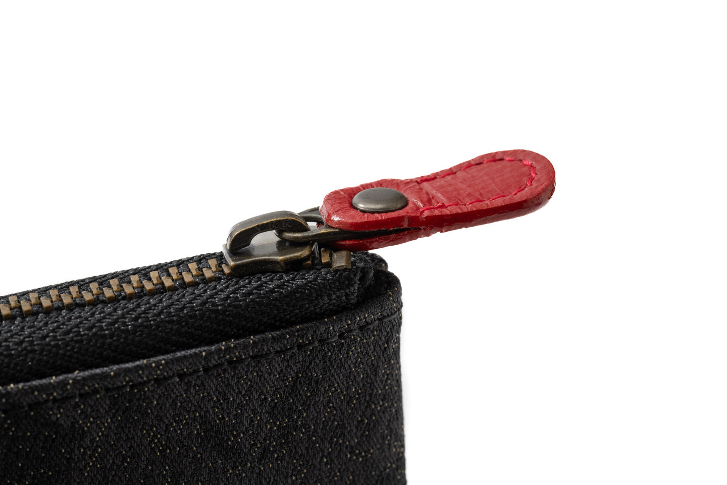 【海路図のLⅡ財布】神坂雪佳の世界 ペイズリー 二重織・黒/中革:赤仕様