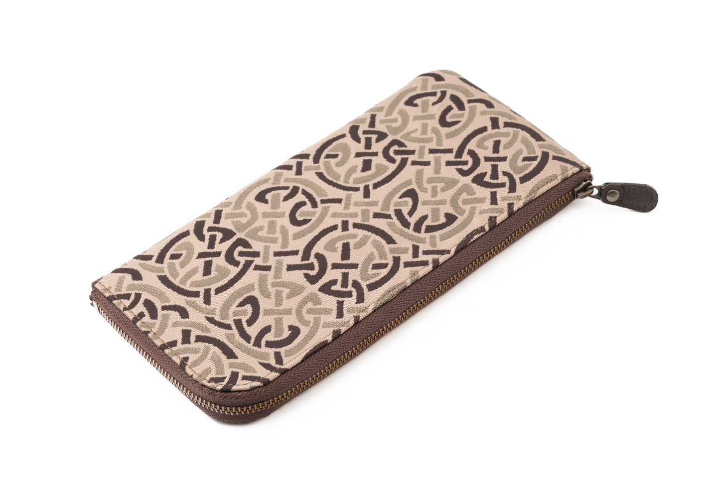 【CelticのLⅡ型 長財布】ケルト文様/二重織・黒茶