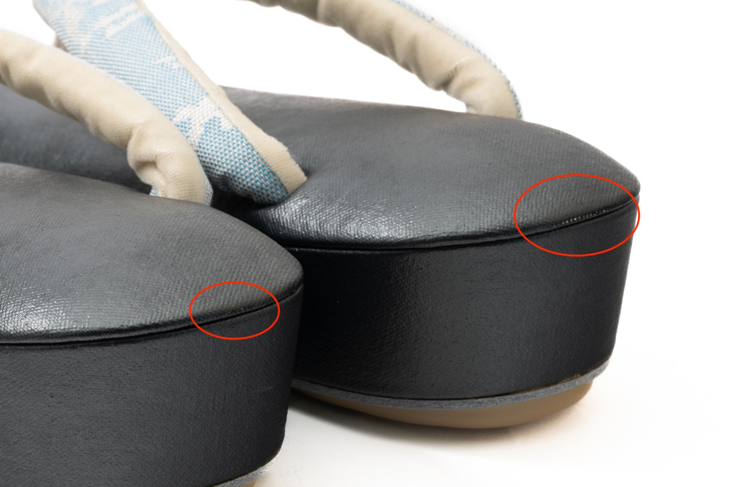 アウトレット【真綿入り一段草履/Mサイズ】経紬水色/ツボ通し花緒