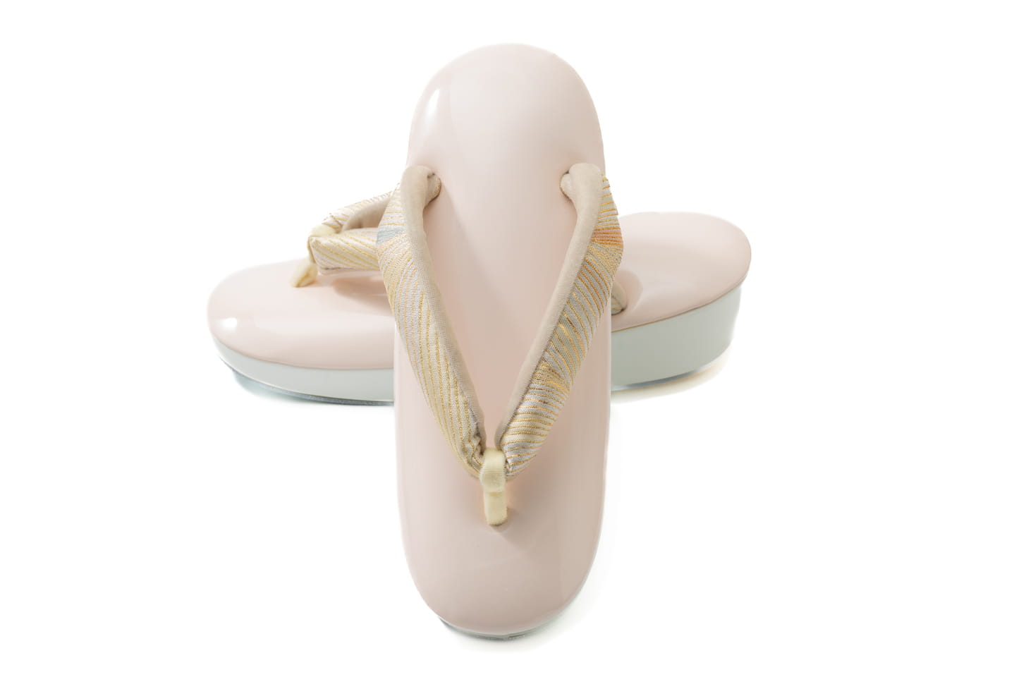 アウトレット【エナメルツートン真綿入り草履ピンク×白/Mサイズ】紹巴織