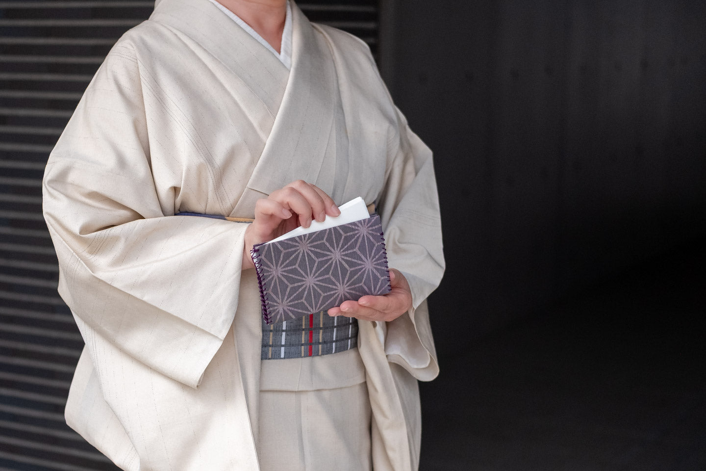 【総紗縫の懐紙ばさみ】麻の葉