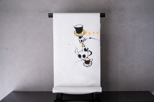 生産限定品【CandyCircusの名古屋帯】作品名:teacup teatime/しぼ織+手描き友禅