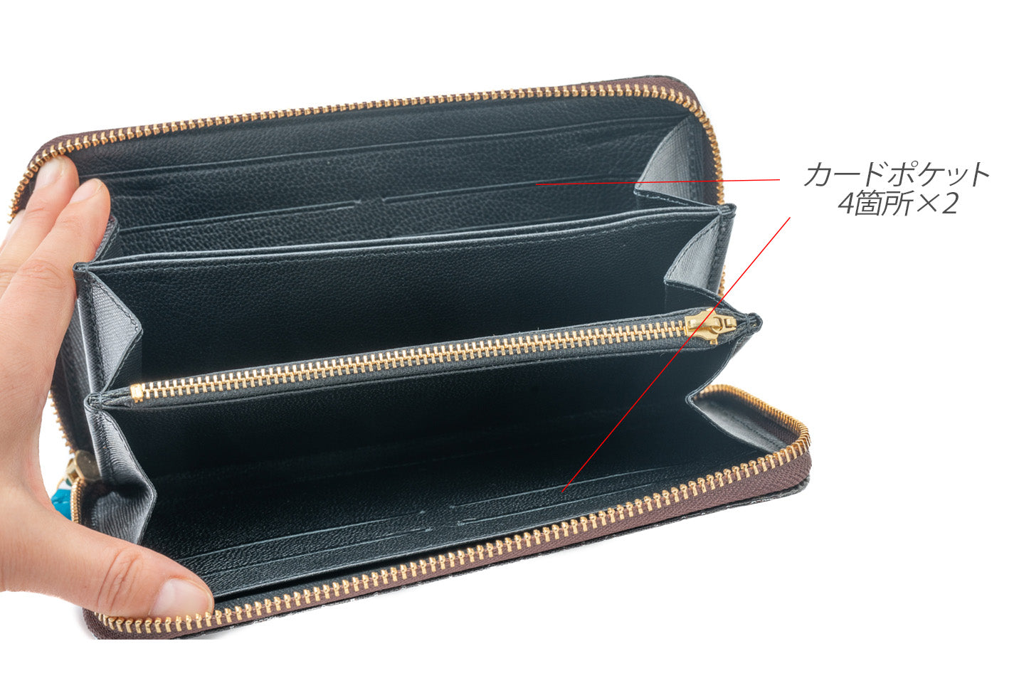 【仙福屋のコ型財布】Celticケルト文様/黒×青緑/紹巴織(西陣織コーティング)