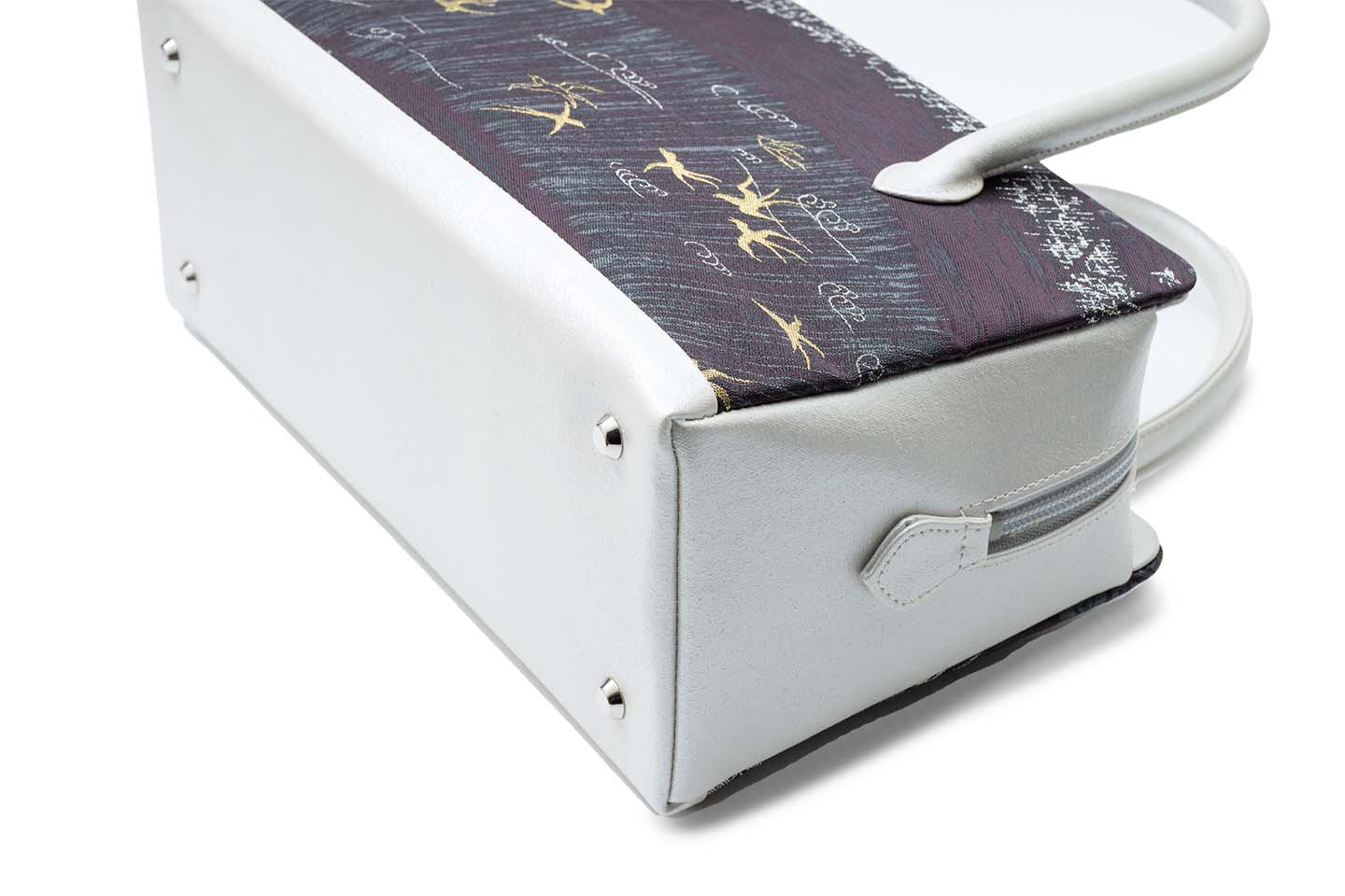 【麹塵染の利休バッグ(両面仕様)】銀線樹/紹巴織