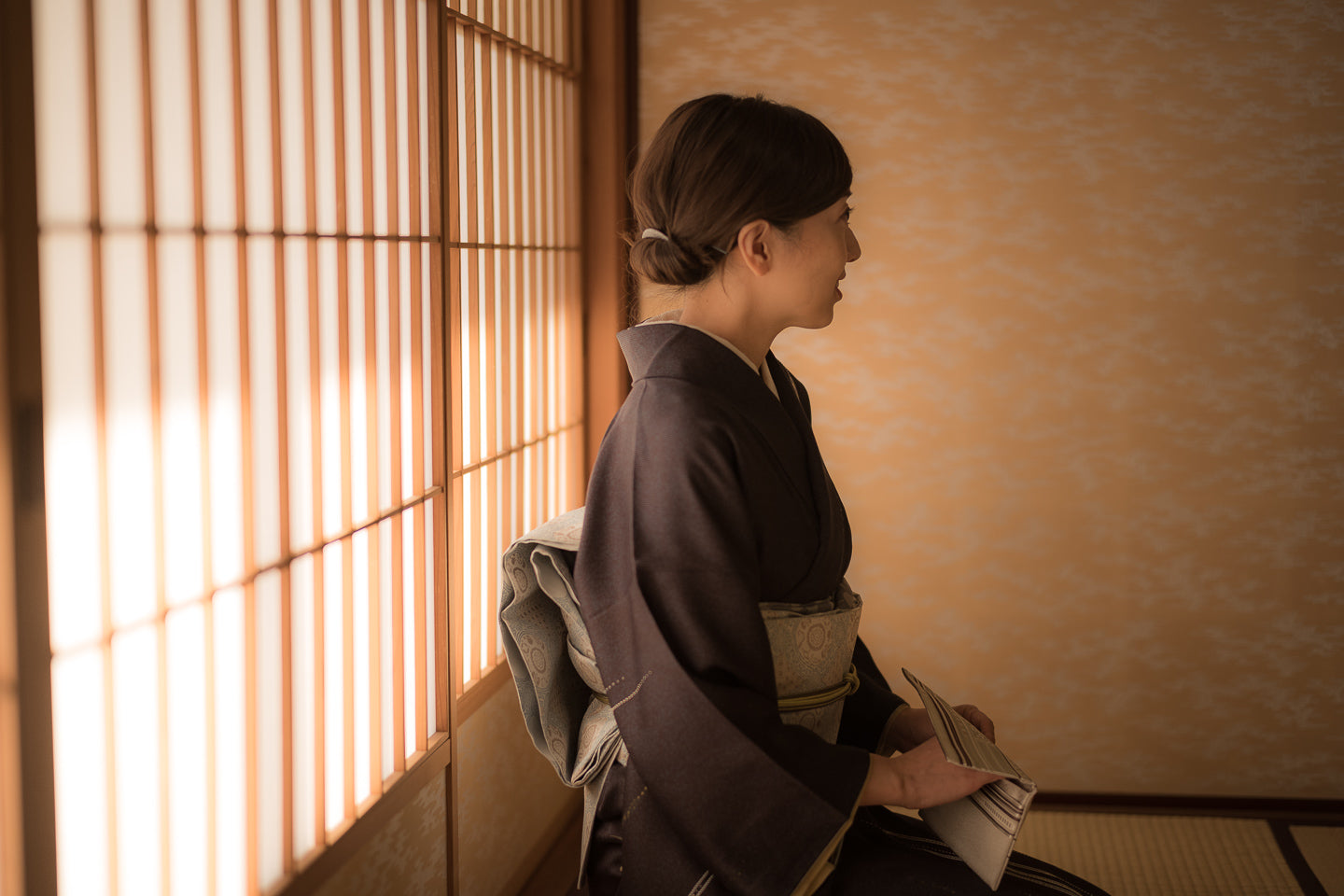 雪輪に桜の懐紙入れ【紹巴織】2