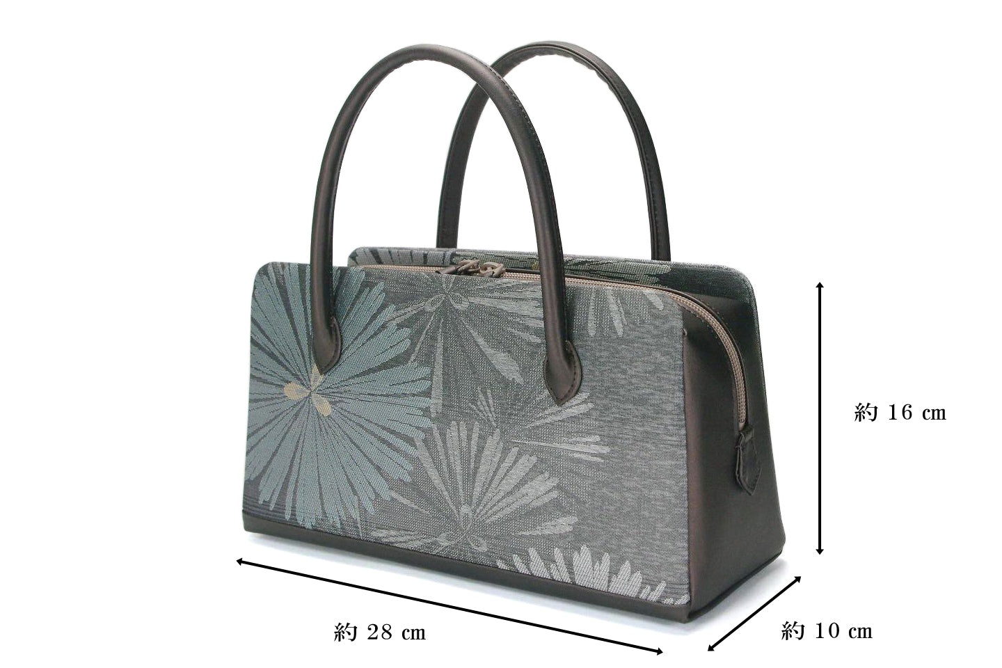 Online限定【引箔を使った帯地の利休バッグ】百花唐草柄濃色/二重織引箔/ダックジュエル