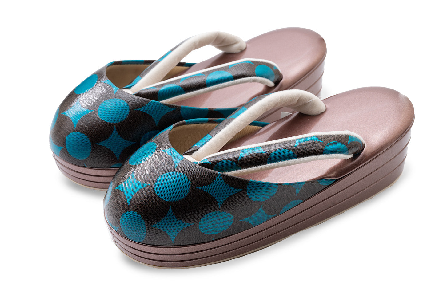 展示会出品中 挿上げ【南蛮七宝の防寒雨草履】青茶×台ピンク(フリーサイズ)