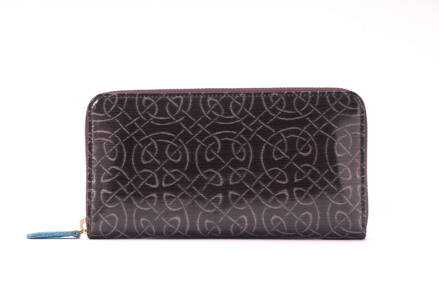 【仙福屋のコ型財布】CelticCeltic ケルト文様/濃茶×グレー/紹巴織(西陣織コーティング)
