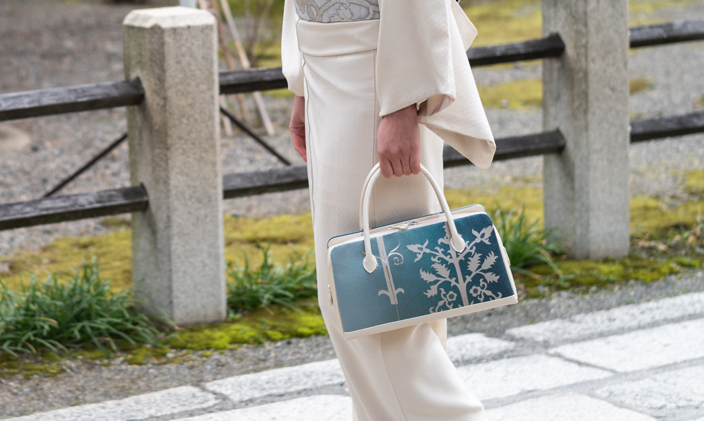 【二重織の利休バッグ】雪輪吉祥尽くし柄(利休バッグプレミアム)