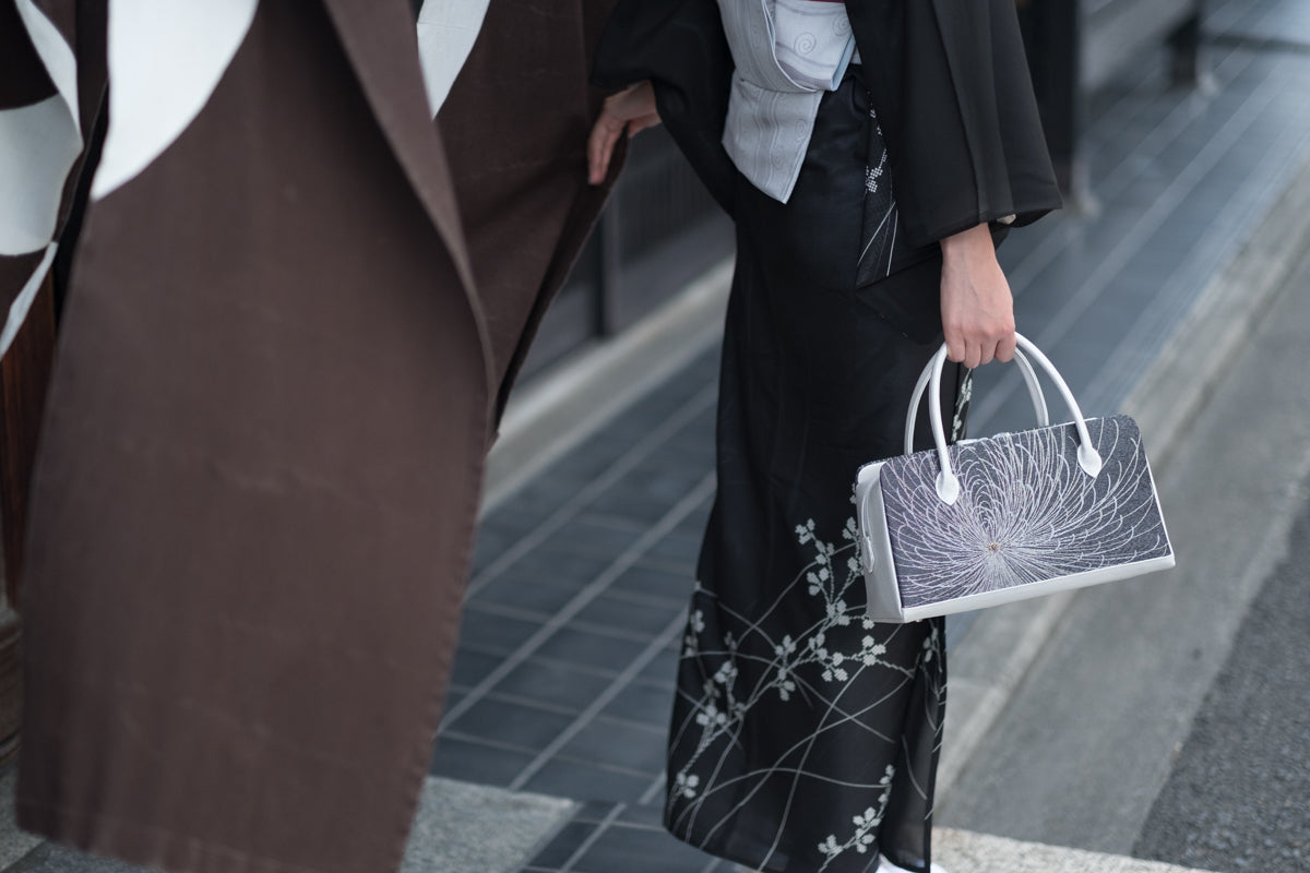 会員限定【帯地から選ぶ利休バッグのオーダーメイド】しぼ織/雪輪重ね柄