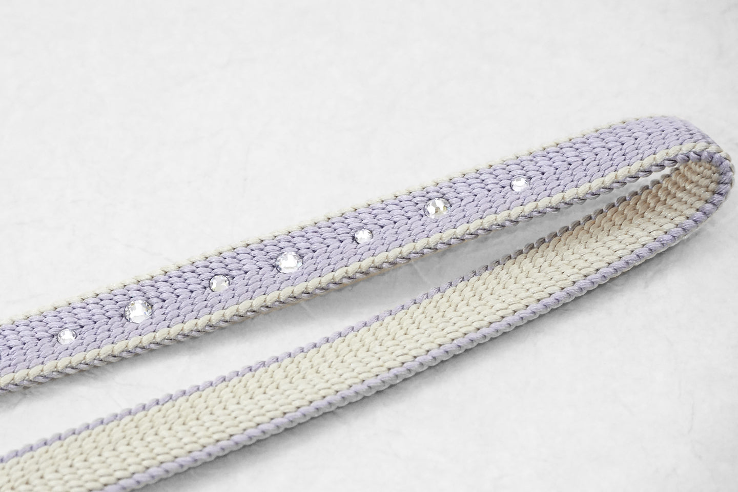 クリスタルガラス付き三分紐【白藤色×丁子色】