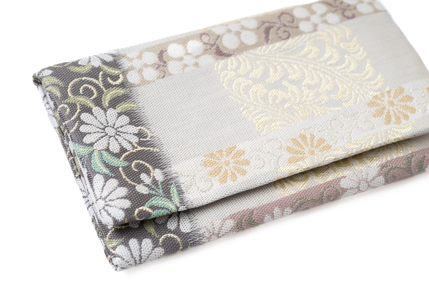 【絹の名刺入れ】金銀花 花格子柄/紹巴織 vol.4