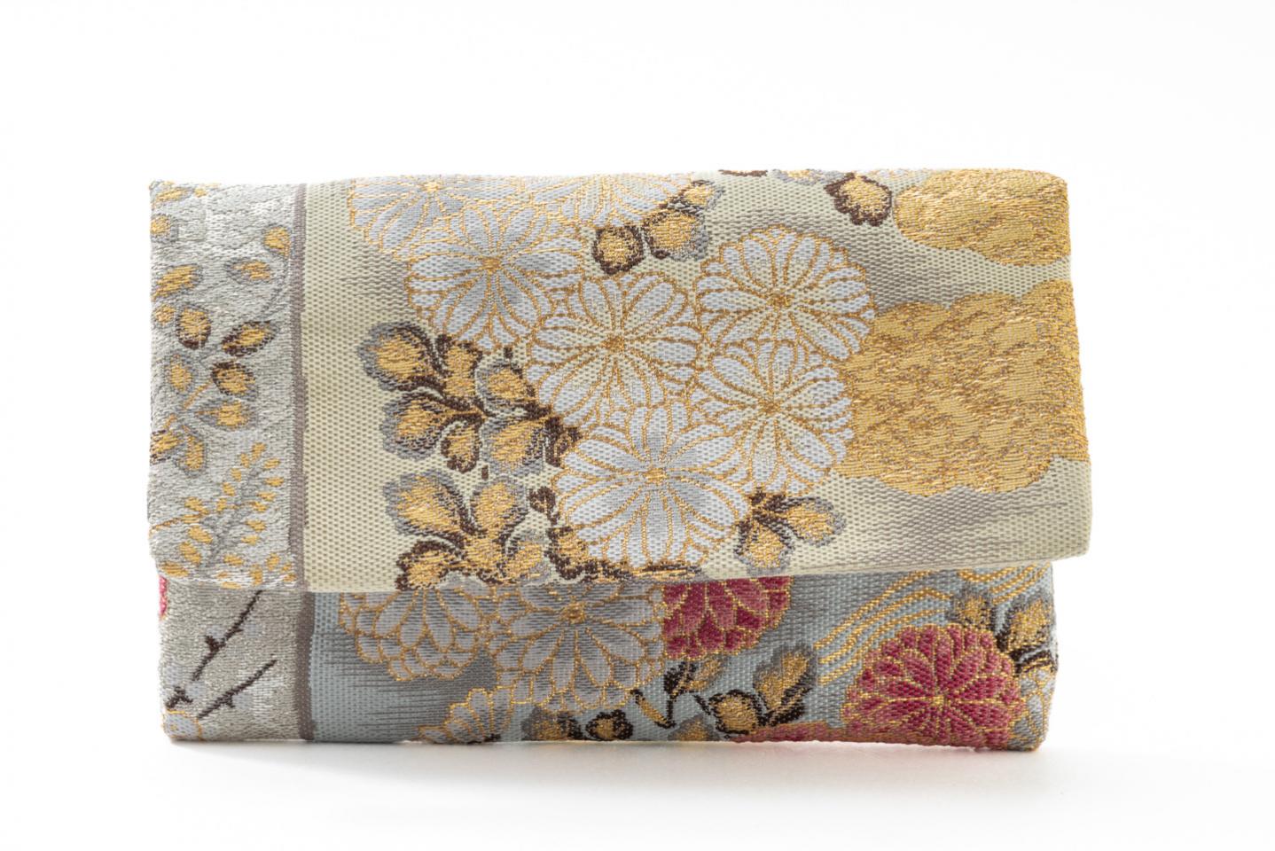 【金銀花 絹の名刺入れ】四季草花柄/紹巴織