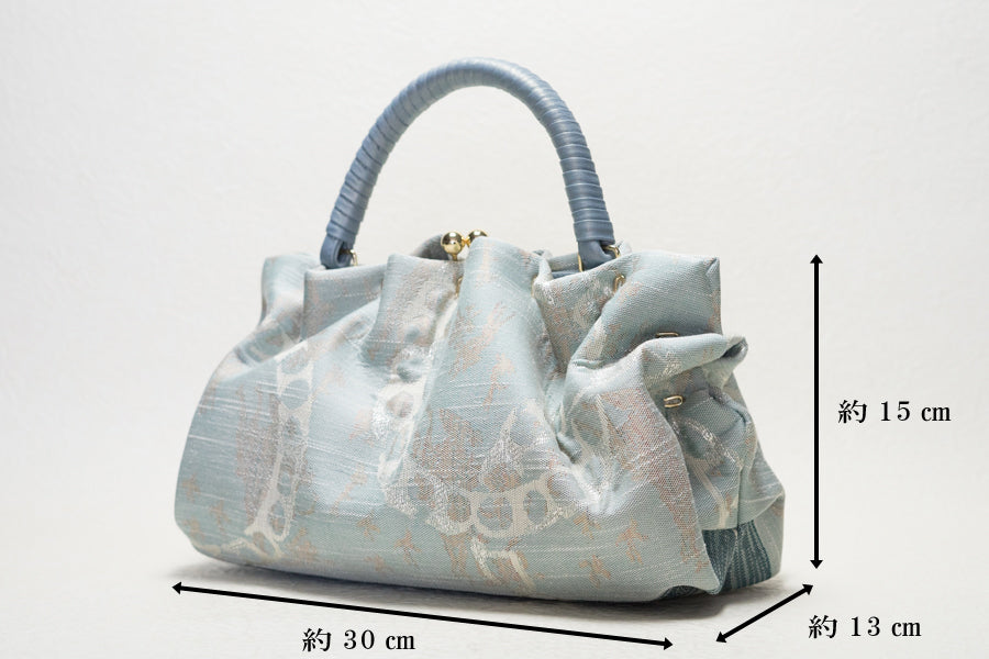 【しぼ織のふわふわバッグ】葡萄唐草文/伊藤若冲の世界(藍色)