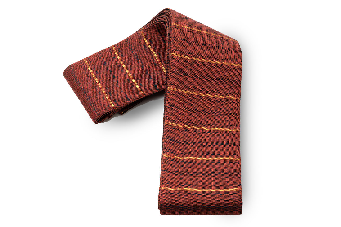 即納品【600経紬の角帯】横段/濃い臙脂色(両面仕様)