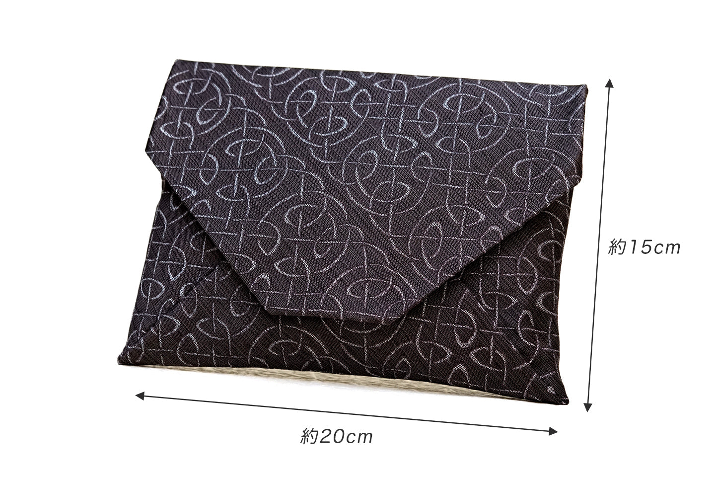 【紹巴織の数寄屋袋】CelticCeltic(ケルト文様/黒×青緑)