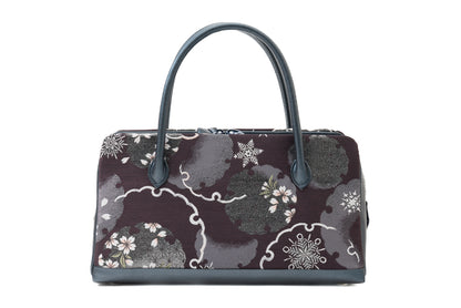 【金銀花の利休バッグ】雪輪に桜/紹巴織