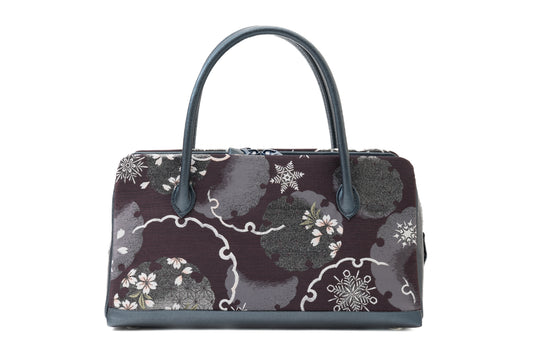 【金銀花の利休バッグ】雪輪に桜/紹巴織