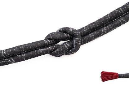 【総紗縫の丸ぐけ帯締め】三葉四葉/赤撚り房