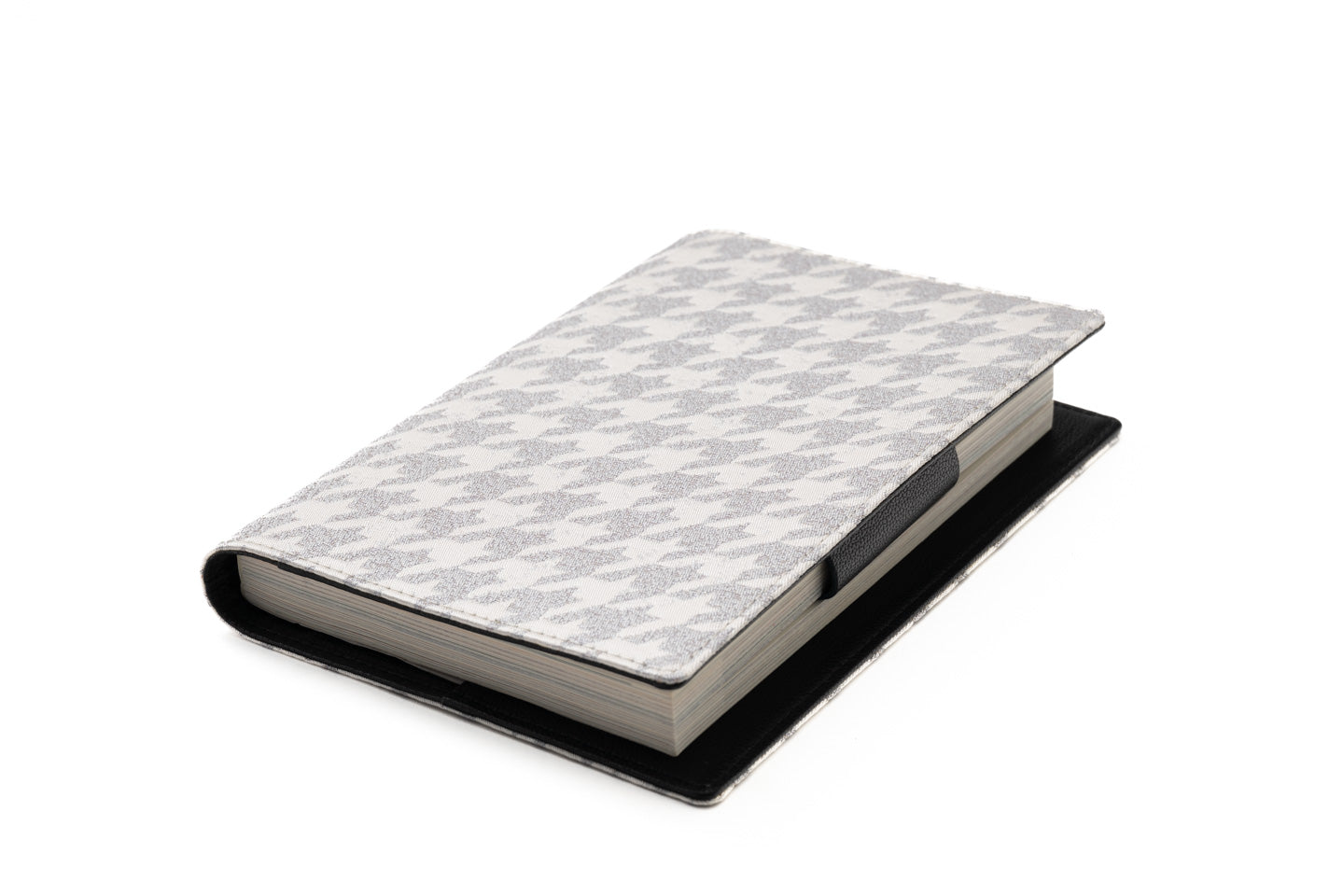 Online限定【千鳥格子のブックカバー】白グレー/二重織