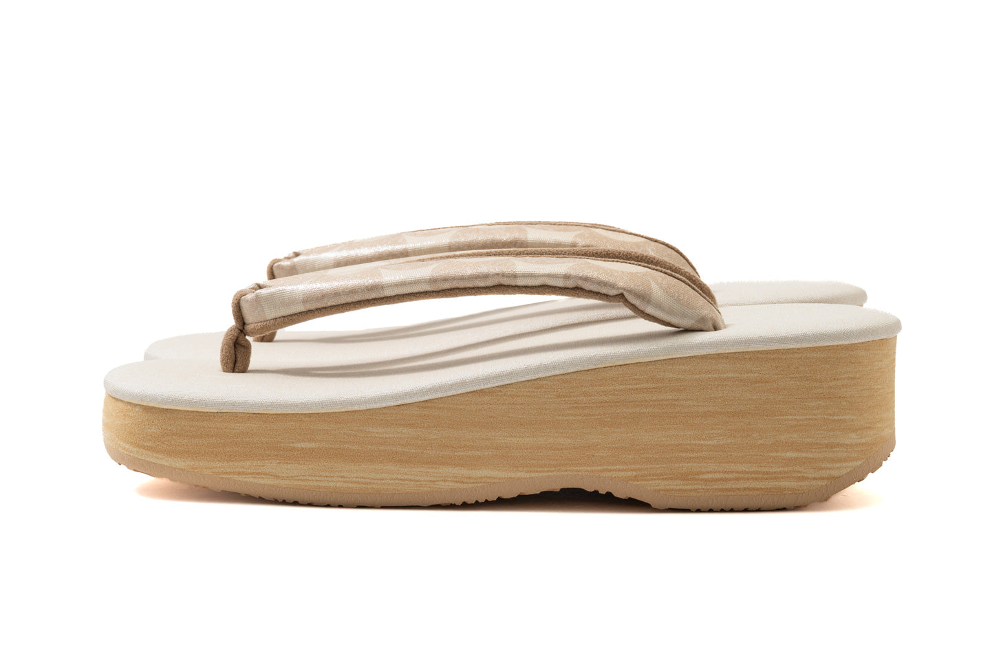 挿上げ【晴雨兼用】コラボカフェぞうりL(南蛮七宝・ベージュ/紹巴織)