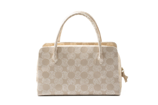 【南蛮七宝の天マチバッグ】紹巴織(黄ベージュ)全面帯地仕様