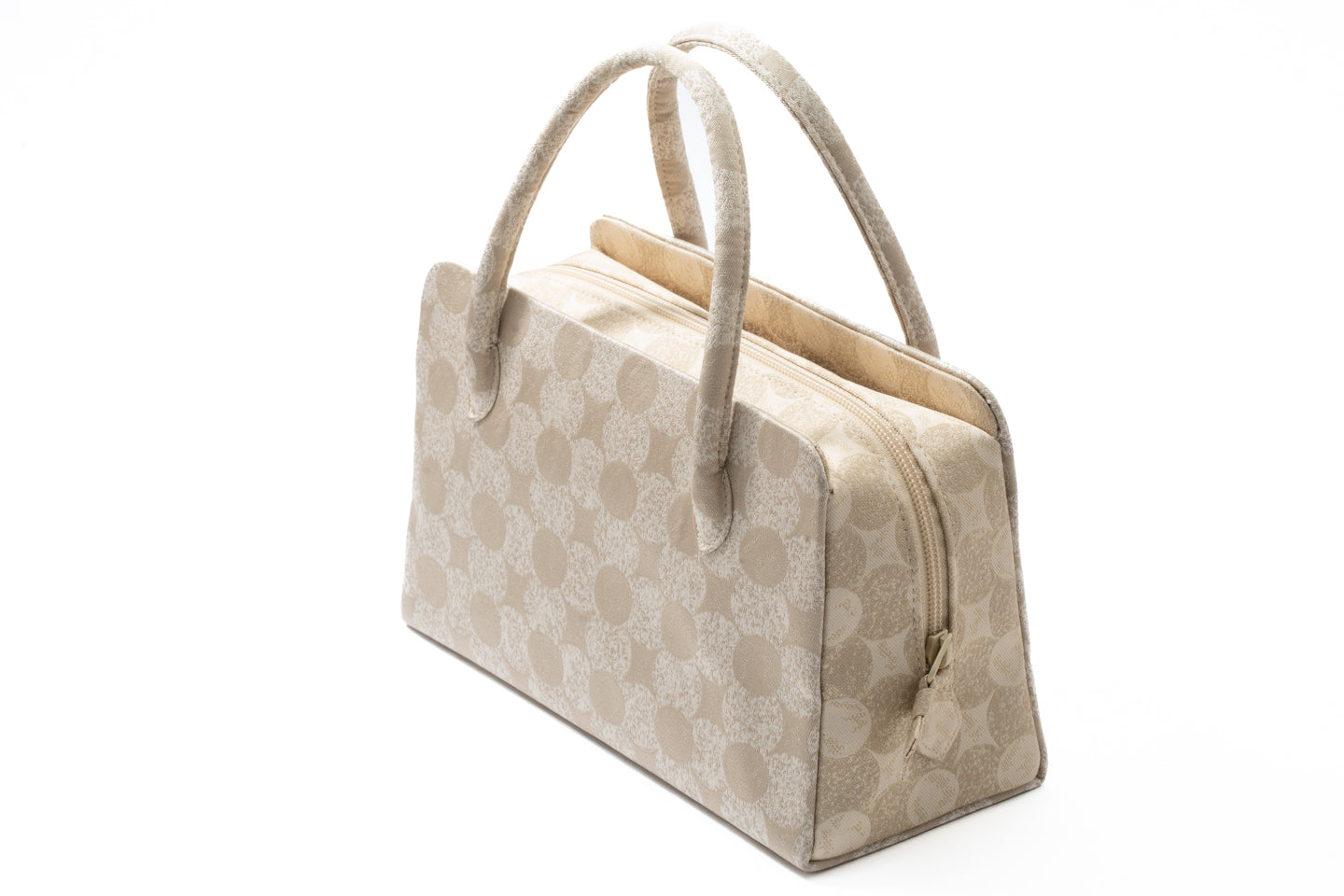 【南蛮七宝の天マチバッグ】紹巴織(黄ベージュ)全面帯地仕様