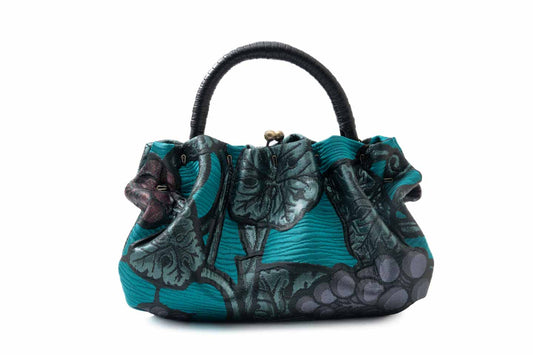 【しぼ織のふわふわバッグ】葡萄唐草