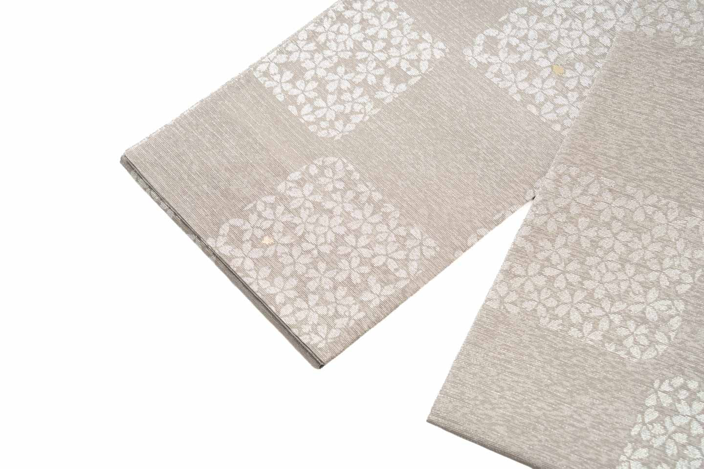 Online限定/即納品【総紗縫の半巾】市松に桜柄（モカ色）