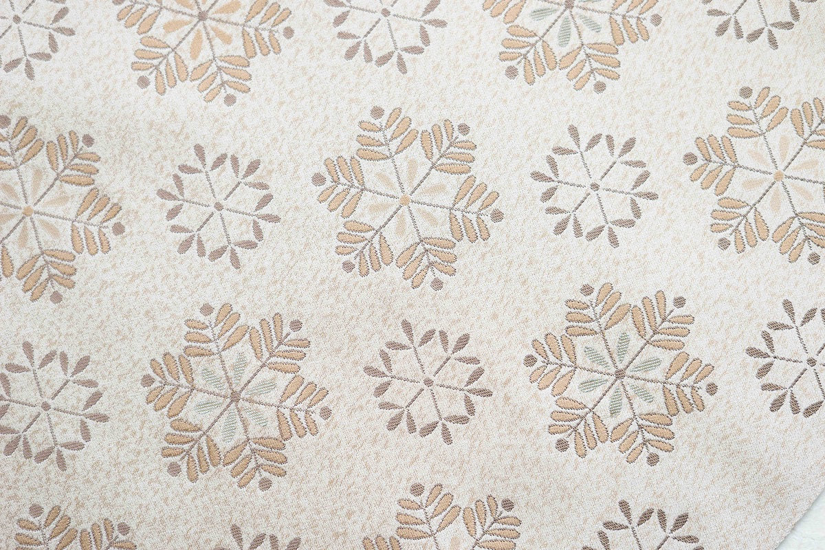 Online限定【作楽の八寸名古屋帯】雪の結晶/二重織(淡いベージュ)