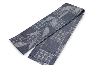 Online限定/即納品【総紗縫の半巾】市松に雪持柳(藍色)