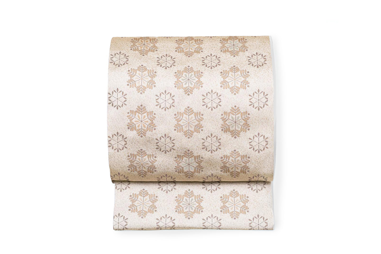 Online限定【作楽の八寸名古屋帯】雪の結晶/二重織(淡いベージュ)