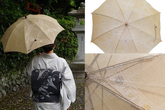 【総紗縫の日傘】鬘帯更紗/金茶色