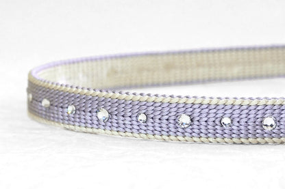 クリスタルガラス付き三分紐【白藤色×丁子色】