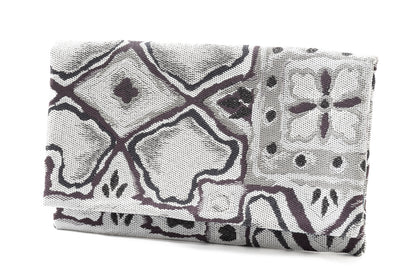 【絹の名刺入れ】麹塵染 更紗幾何学柄/紹巴織 Vol.2